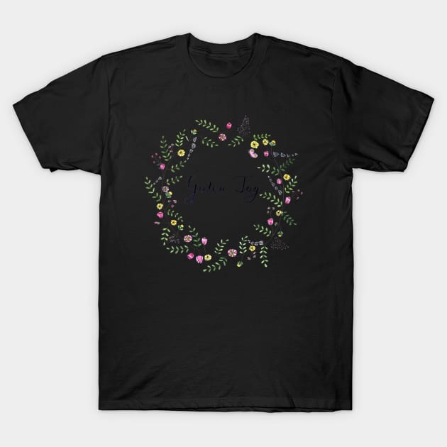 Guten Tag  German Brush Script with Flower Wreath T-Shirt by Sandraartist